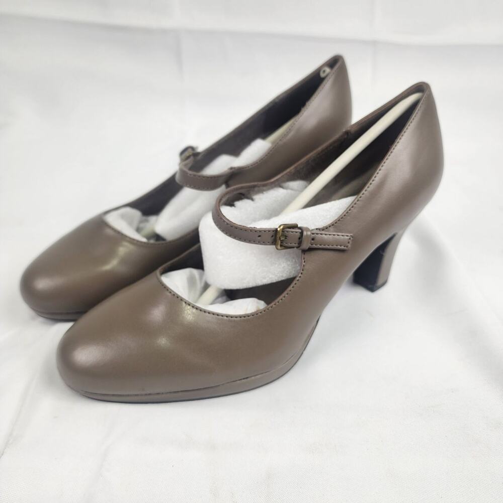 Easy Street Zest Taupe Mary Jane Block Heel Pumps Women's 10W